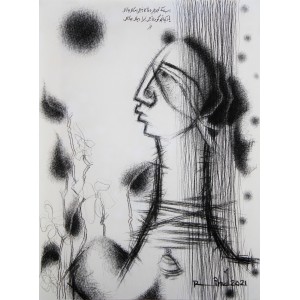 A. S. Rind, Sassi - I, 30 x 41 Inch, Charcoal on Paper, Figurative Painting, AC-ASR-493 